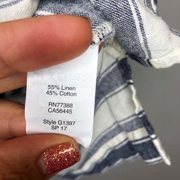 Madewell top grommet lace up blue stripe medium - Picture 5 of 8